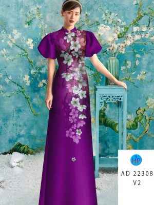 Vải Áo Dài Hoa In 3D AD 22308 25